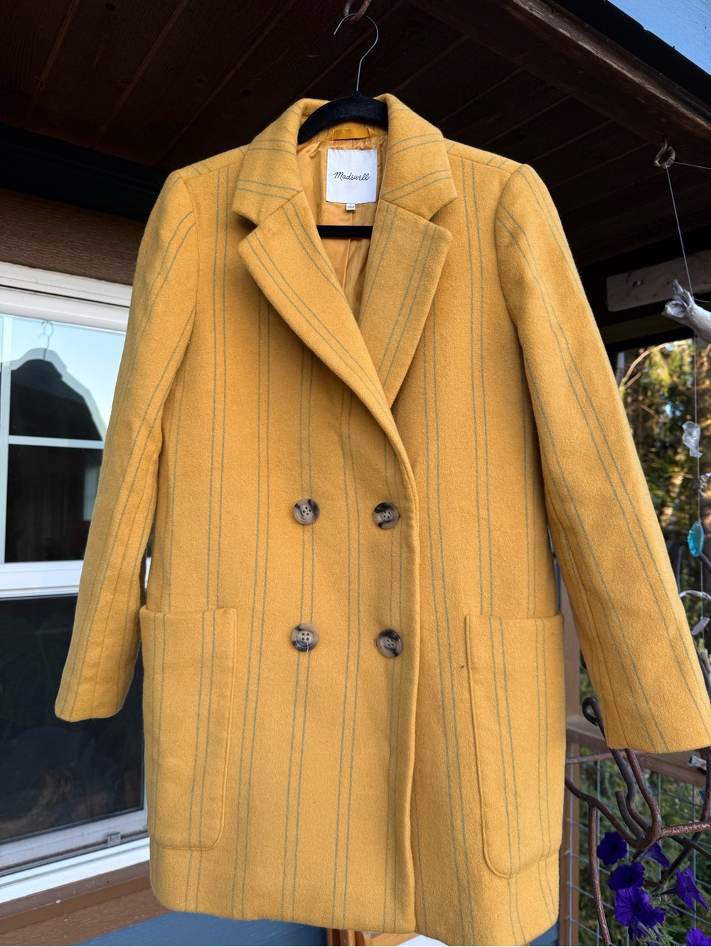 Madewell Mustard Yellow Double-Breasted Wool Pea Coat